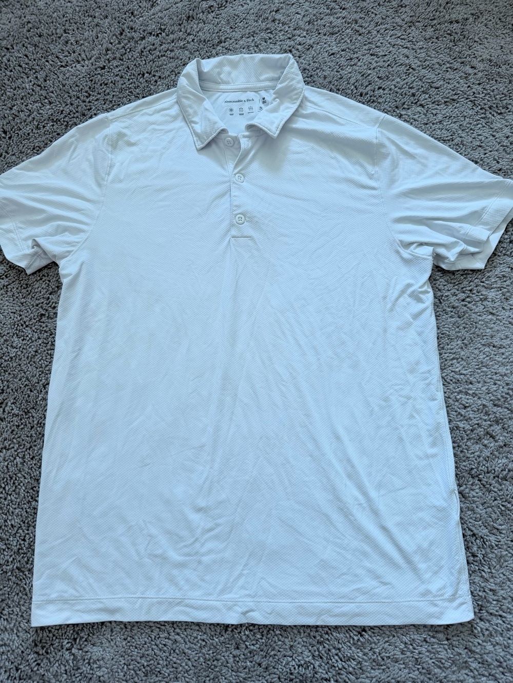 Abercrombie & Fitch White Men's Performance Polo Shirt - Medium
